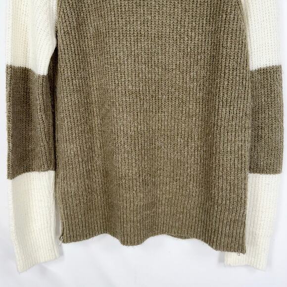 Ripe Women's Color Block Maternity Ribbed Knit Sweater Medium Tan Nursing - Picture 5 of 15